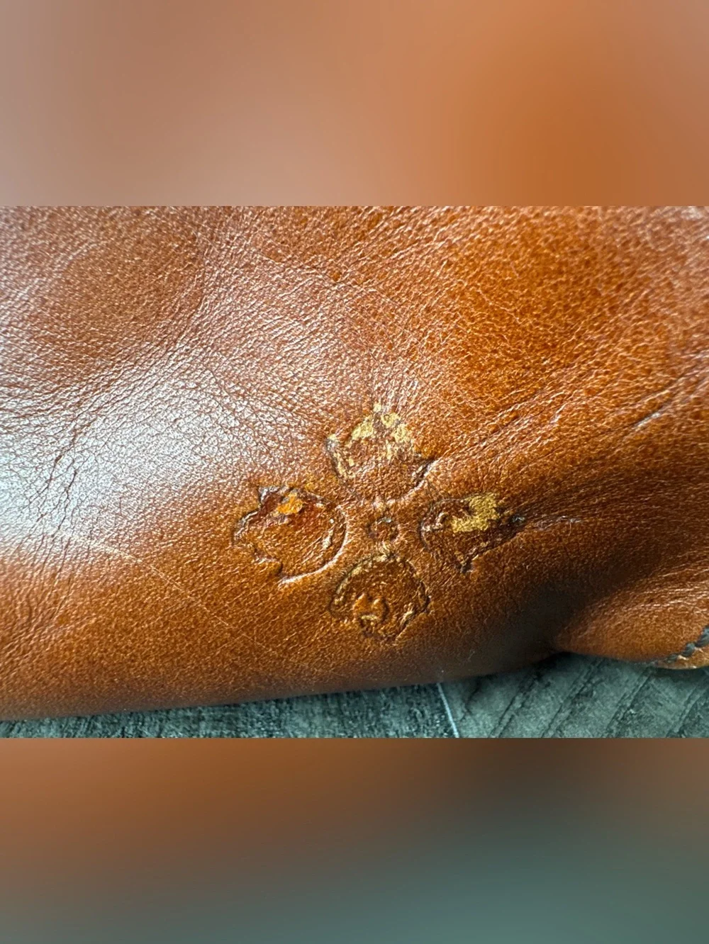 Vintage Patricia Nash Cognac Leather Frame Satchel - Shoulder Bag Purse